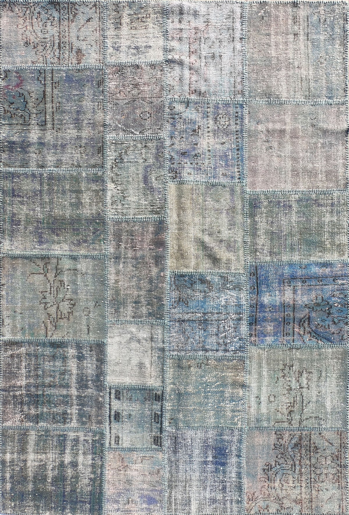 Alfombra de lana turca estilo patchwork vintage, hecha a mano - Consorcio Persa