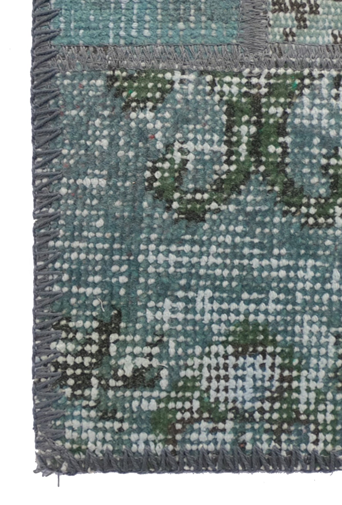 Textura de lana natural en alfombra patchwork turca hecha a mano