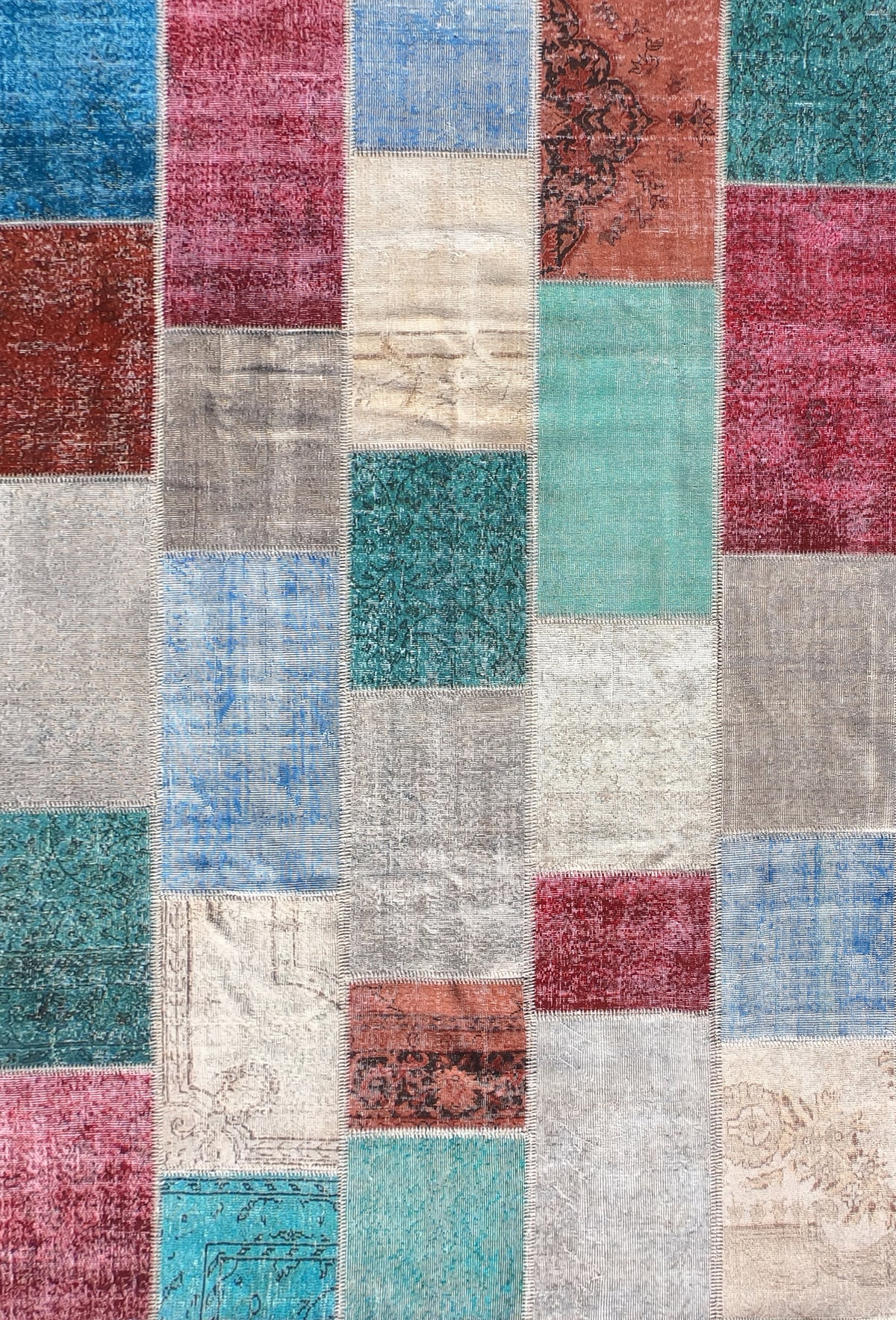 Alfombra turca patchwork de lana vintage hecha a mano - Consorcio Persa