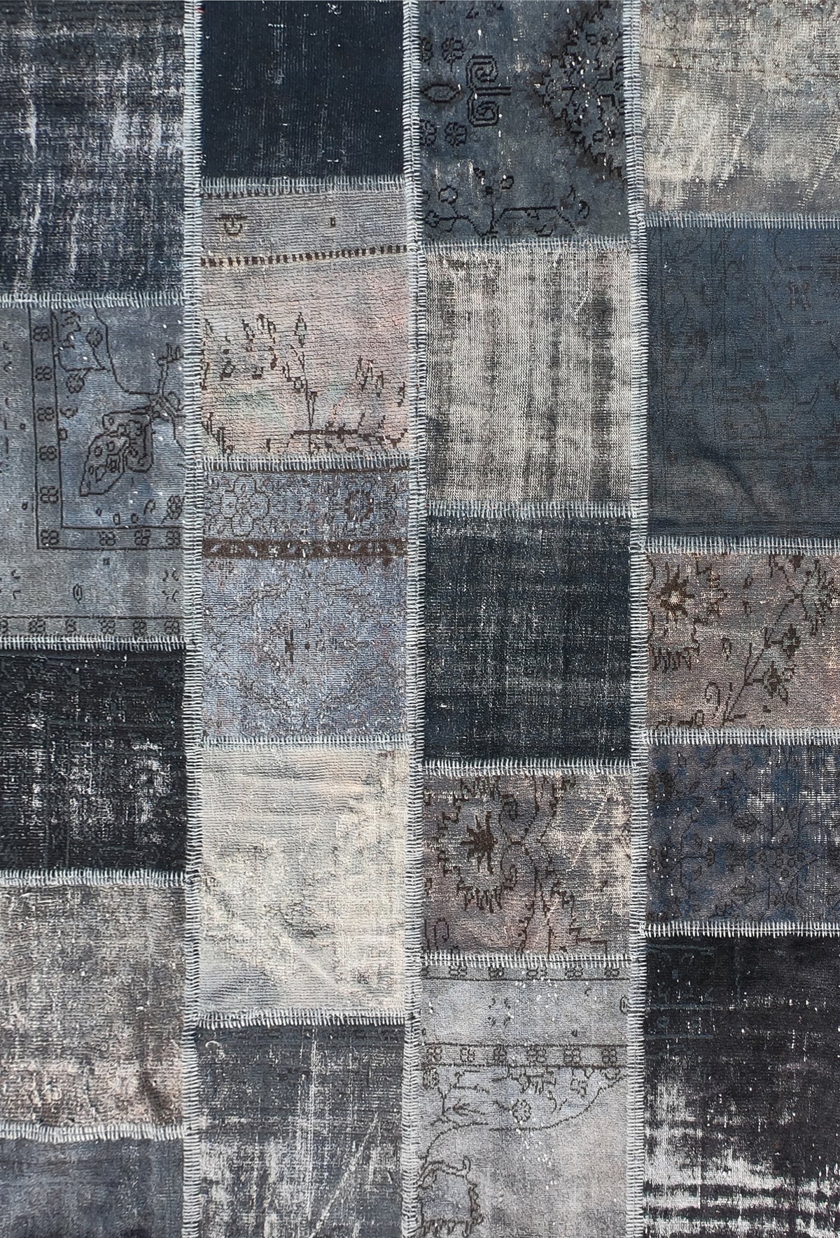 Alfombra patchwork turca de lana vintage, diseño único hecho a mano - Consorcio Persa