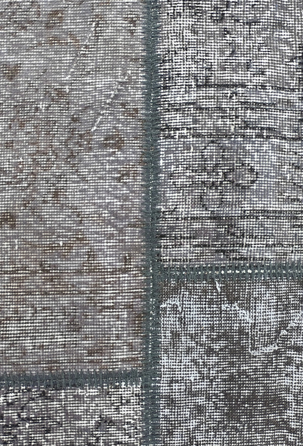 Detalle de diseño patchwork en alfombra turca vintage, alfombra decorativa