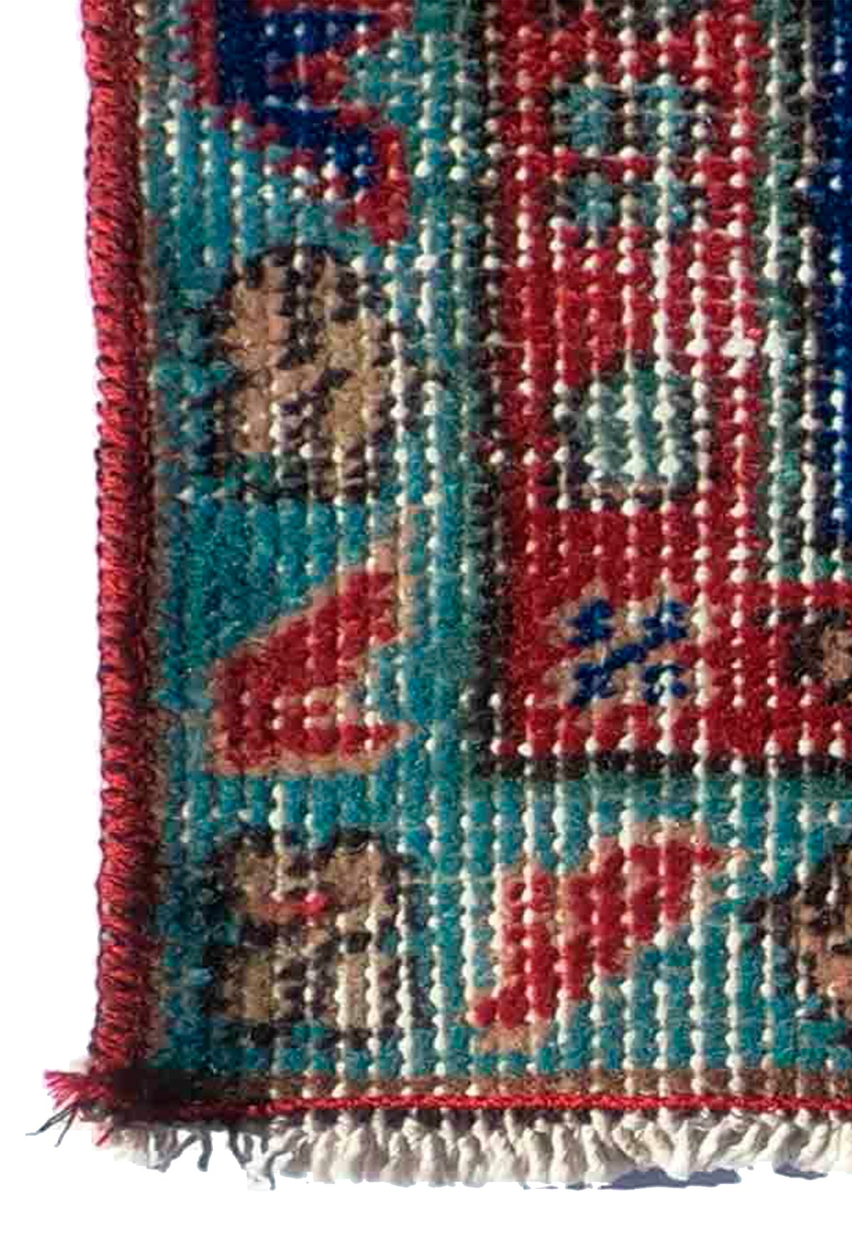 Textura detallada de la lana en alfombra vintage turca, aspecto desgastado
