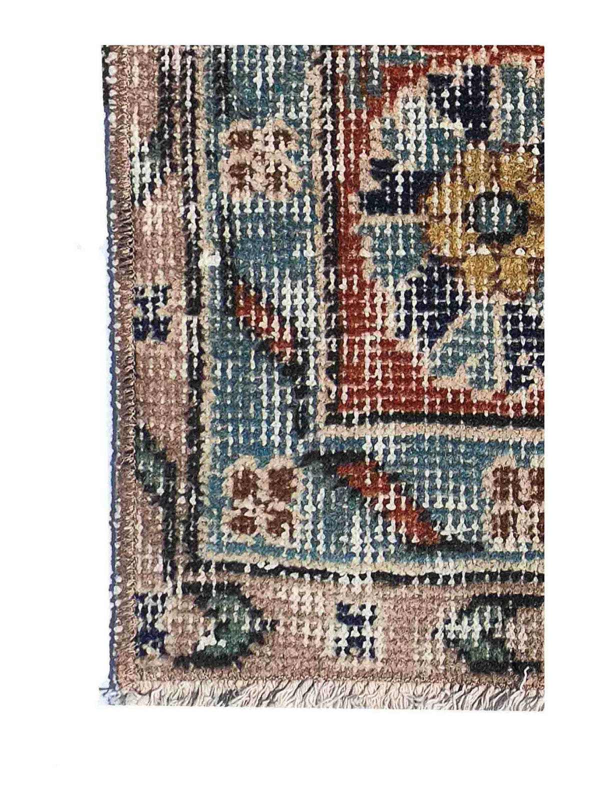 Textura detallada de lana en alfombra persa importada