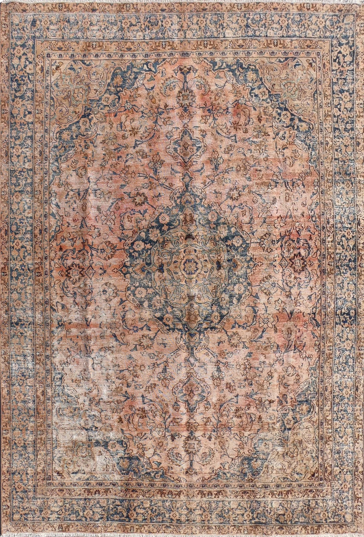 Alfombra Persa Vintage de lana con diseño desgastado para living