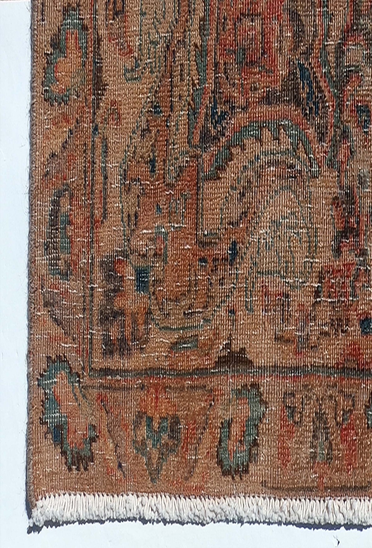 Textura de lana natural en alfombra persa vintage hecha a mano