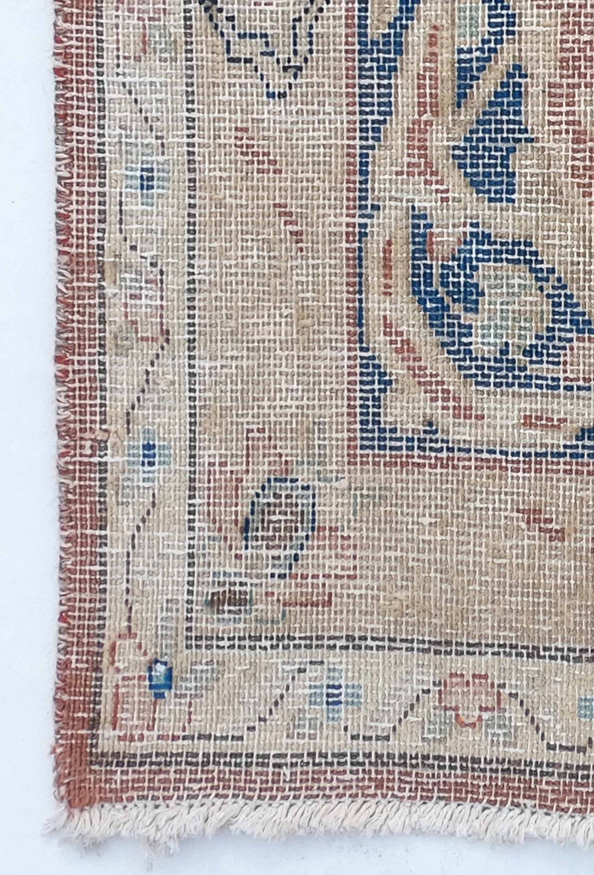Textura de lana natural en alfombra iraní hecha a mano, estilo vintage