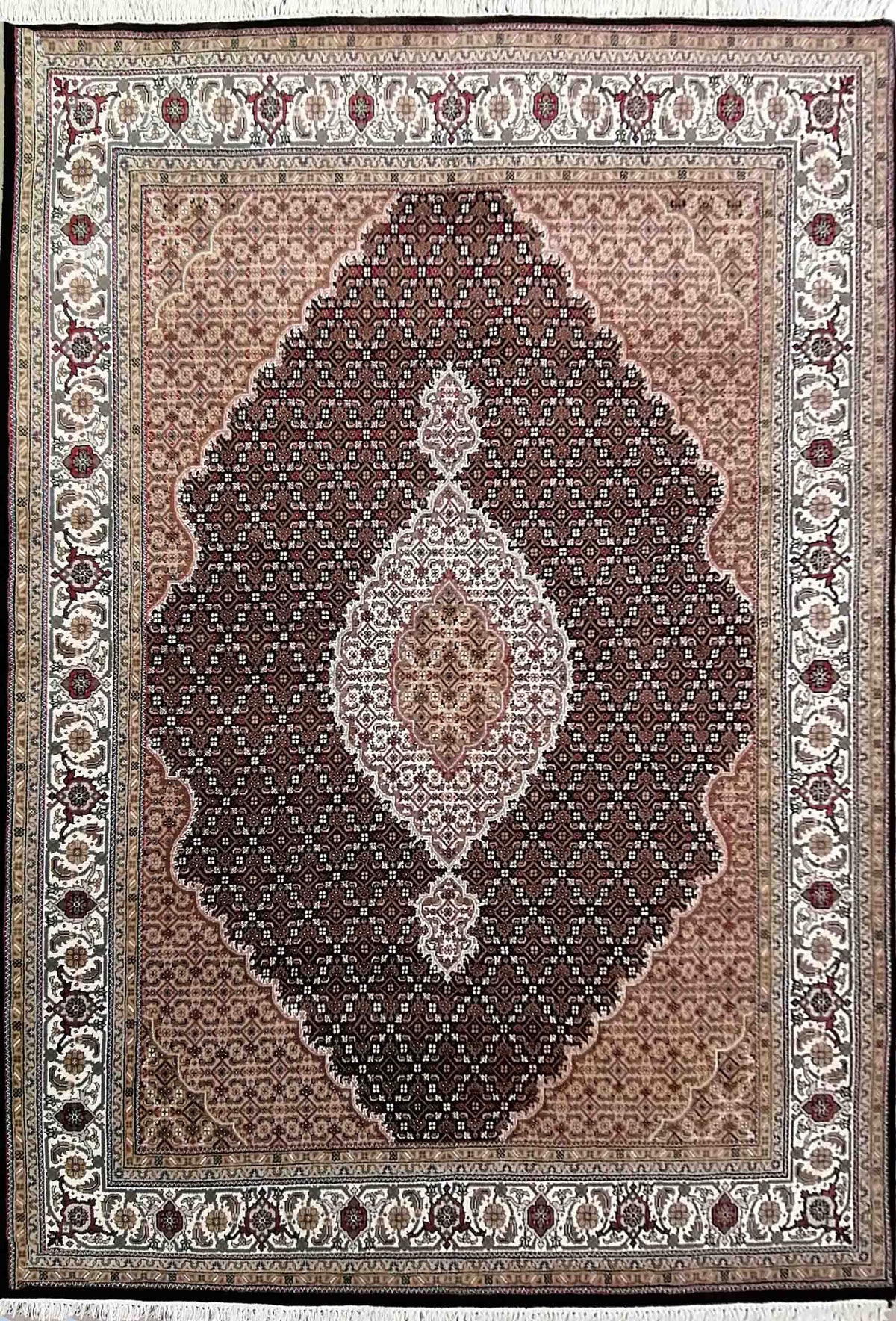 Alfombra persa iraní de lana y seda hecha a mano, diseño medallón - Consorcio Persa