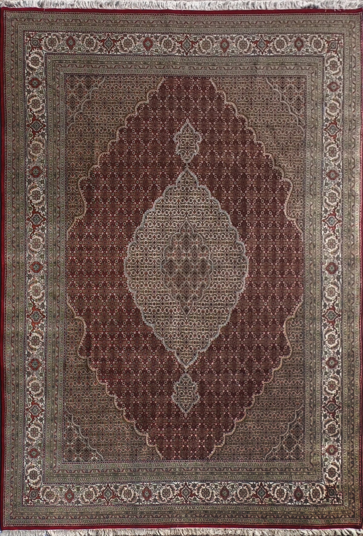 Alfombra persa iraní de lana y seda, diseño medallón central - Consorcio Persa